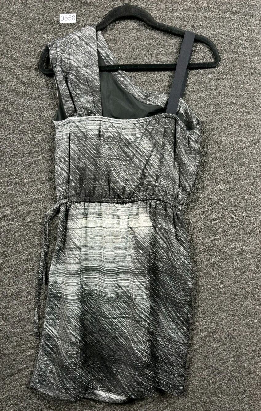 Gap Fit And Flare Dress One Shoulder Womens Size 6 Black Gray Modern Pockets